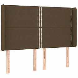 Avis Maison Chic Tête de lit scandinave à LED,meuble de chambre Marron foncé 147x16x118/128 cm Tissu -MN24473