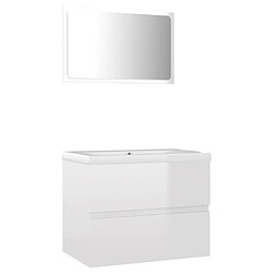 Maison Chic Ensemble de meubles de salle de bain,Armoire rangement Bain Blanc brillant Aggloméré -MN56096