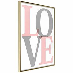 Paris Prix Affiche Murale Encadrée Grey-Pink Love 20 x 30 cm Or