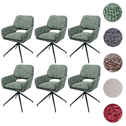 Mendler Lot de 6 chaises de salle à manger HWC-N74, chaise de cuisine, pivotante Auto-Return, tissu chenille (490g/m²) Öko-Tex MVG ~ vert