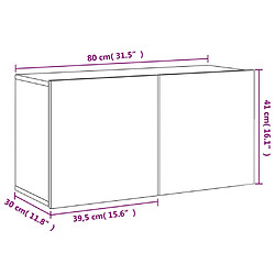 vidaXL Meuble TV mural sonoma gris 80x30x41 cm pas cher