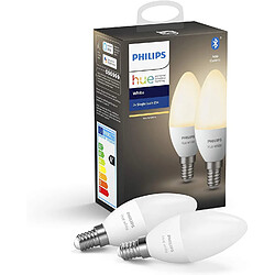 Philips ampoules LED Connectées White E14 Compatible Bluetooth avec fonctionne avec Alexa - Pack de 2 Ampoules Blanc [Classe énergétique A+]