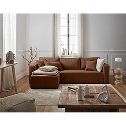 Bestmobilier Topaze - canapé d'angle réversible - 4 places - convertible avec coffre - en tissu Topaze - canapé d'angle réversible - 4 places - convertible avec coffre - en tissu - Terracotta