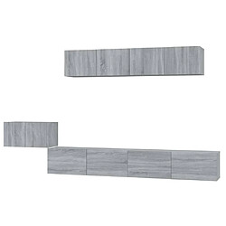 Maison Chic Ensemble de meubles TV 5 pcs | Banc TV Moderne pour salon | Meuble de Rangement - Sonoma gris Bois d'ingénierie -MN76424