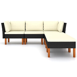 Avis Maison Chic Salon de jardin 6 pcs + coussins - Mobilier/Meubles de jardin - Table et chaises d'extérieur Résine tressée Noir -MN13945