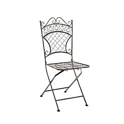 Decoshop26 Chaise de jardin pliable en fer forgé bronze vieilli MDJ10077