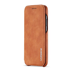 Wewoo Coque Pour iPhone XR Hon Ancient Series Etui en cuir avec fentes support et porte-cartes Marron