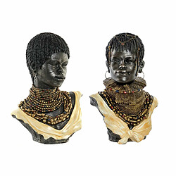 Figurine Décorative DKD Home Decor Africaine 26 x 20 x 42 cm Noir Beige Colonial (2 Unités)