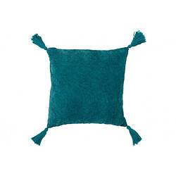 Dansmamaison Coussin Carre Fayola Coton Turquoise