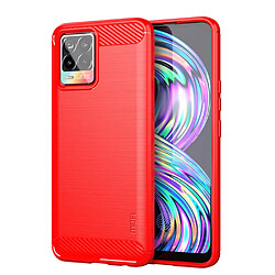 Mofi Coque en TPU Revêtement en fibre de carbone brossé rouge pour votre Realme 8 Pro/8