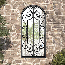 vidaXL Miroir de jardin Noir 100x45 cm Fer pour utilisation extérieure