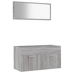 Maison Chic Ensemble de 2 meubles de salle de bain,Armoire rangement + miroir Sonoma gris -MN60793