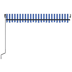 Avis vidaXL Auvent manuel rétractable avec LED 450x300 cm Bleu et blanc