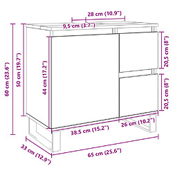 vidaXL Armoire salle de bain chêne sonoma 65x33x60 cm pas cher