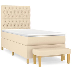 vidaXL Sommier à lattes de lit avec matelas Crème 100x200 cm Tissu