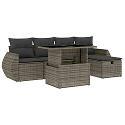 vidaXL Salon de jardin 6 pcs avec coussins gris résine tressée