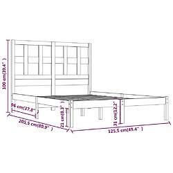 Maison Chic Lit adulte - Lit simple Cadre de lit,Structure du lit Contemporain Gris Bois de pin massif 120x200 cm -MN54220 pas cher