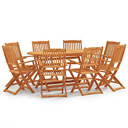 Maison Chic Mobilier à dîner pliable 9 pcs de jardin - Ensemble table et chaises d'extérieur - Salon/Mobilier de jardin classique Bois d'eucalyptus -MN75556