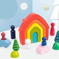 Acheter Universal Les derniers bébés en bois arc-en-ciel maison arbre poupée mini empileur blocs jouets arc-en-ciel bar blocs petites tailles incohérentes jeux de table cadeaux | empilement blocs (couleur arc-en-ciel)