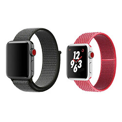 Kit 2x Bracelet Nylonsense Phonecare Pour Apple Watch Series 10 - 42mm - Noir / Rouge 