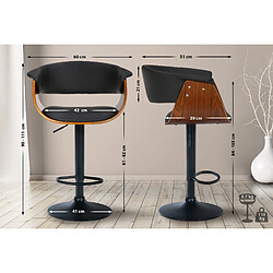 Acheter Decoshop26 Lot de 2 tabourets de bar chic et confortable en bois noyer synthétique et métal noir TDB10721