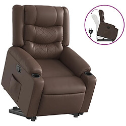 Maison Chic Fauteuil Relax pour salon, Fauteuil inclinable marron similicuir -GKD14498