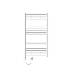 LuxeBath Radiateur électrique pour salle de bain Sahara 750x1200 mm Blanc courbe raccord latéral & thermoplongeur 1200W avec thermostat