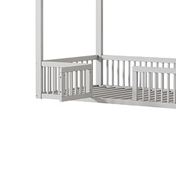 ComfortXL Lit Pour Enfant 90*200cm En Bois Massif, Lit Double, Lit Plat, Lit Maison, Blanc pas cher