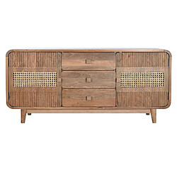 Pegane Buffet, meuble de rangement en bois coloris naturel - Longueur 160 x Profondeur 38 x hauteur 75 cm