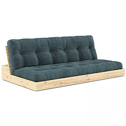 Inside 75 Canapé lit futon BASE bleu pâle couchage 130cm dossiers coffres