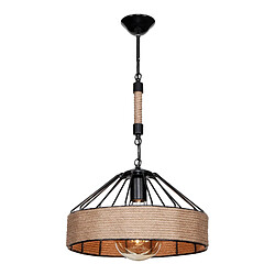 Helloshop26 Lustre lampe lumière suspendu suspension en métal corde de jute 61 cm E27 noir / naturel 03_0007448