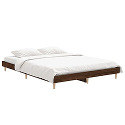 Avis Maison Chic Lit adulte - Lit simple Cadre de lit,Structure du lit Contemporain chêne marron 135x190 cm bois d'ingénierie -MN61230