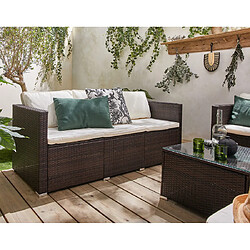 Bestmobilier Wanaka - salon bas de jardin 5 places - résine tressée et coussins beiges