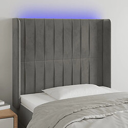 Maison Chic Tête de lit scandinave à LED,meuble de chambre Gris clair 83x16x118/128 cm Velours -MN39756