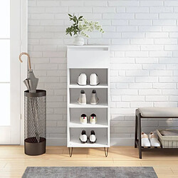 Maison Chic Armoire à Chaussures,Meuble de Rangement à Chaussures Blanc brillant 40x36x105cm Bois ingénierie -MN92857