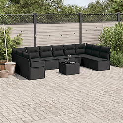 Maison Chic Salon de jardin 11 pcs avec coussins | Ensemble de Table et chaises | Mobilier d'Extérieur noir résine tressée -GKD23760