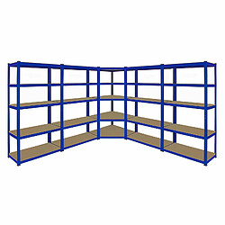 Monstershop Monster Racking 1 Rayonnage d'Angle T-Rax Bleu et 4 Rayonnages T-Rax Bleus en Acier Sans Boulons 90cm x 45cm x 180cm