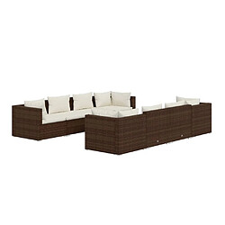 Maison Chic Salon de jardin 9 pcs + coussins - Mobilier/Meubles de jardin - Table et chaises d'extérieur Résine tressée Marron -MN33601