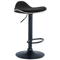 Decoshop26 Tabouret de bar x1 assise ergonomique en tissu noir pied en trompette en métal noir 10_0005390