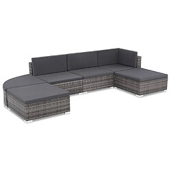 vidaXL Salon de jardin 6 pcs avec coussins résine tressée gris