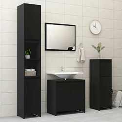 Maison Chic Ensemble de 4 meubles de salle de bain,Armoire rangement + miroir Noir Aggloméré -MN92099