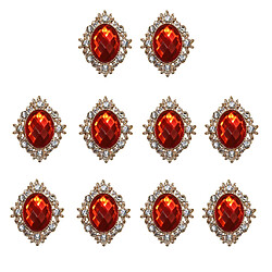 10pcs Strass Dos Plat Perles Bouton Scrapbooking Embellissement Rouge