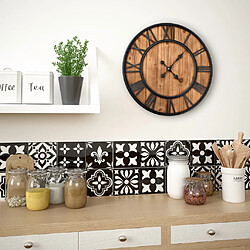 Decoshop26 Horloge murale vintage à quartz Bois et métal 60 cm XXL DEC022277