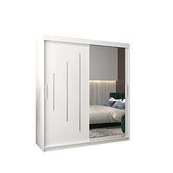 Abiks Meble Armoire YORK 2 À Portes Coulissantes 200/180/62 2 Portes (Blanc/Blanc)