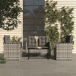 Maison Chic Salon de jardin 4 pcs avec coussins - Table et chaises d'extérieur - Mobilier/Meubles de jardin Moderne résine tressée gris -MN64874