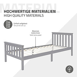 Acheter ML-Design Lit d'enfants simple bois de pin gris clair sommier à lattes + matelas 90x200 cm