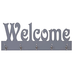 Decoshop26 Porte-manteau mural en MDF gris WELCOME 74x29,5 cm DEC024227