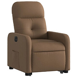 Avis Maison Chic Fauteuil Relax pour salon, Fauteuil inclinable électrique marron tissu -GKD10679