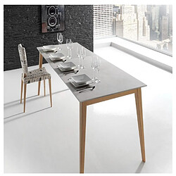 Inside 75 Table repas extensible NORDIC 10 couverts 140/240x90cm pieds chêne plateau céramique Hidra