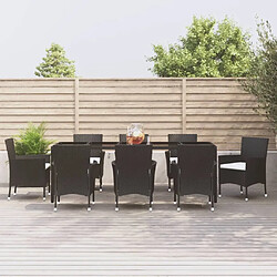 Maison Chic Mobilier à dîner 9 pcs de jardin avec coussins - Ensemble table et chaises d'extérieur - Salon/Mobilier de jardin classique noir résine tressée -MN12729